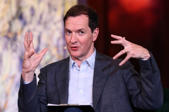 LONDON, ENGLAND - JUNE 05: George Osborne speaks onstage during the "The Political Currency Podcast" panel discussion on day four of SXSW London 2025 at Christ Church Spitafields on June 05, 2025 in London, England.