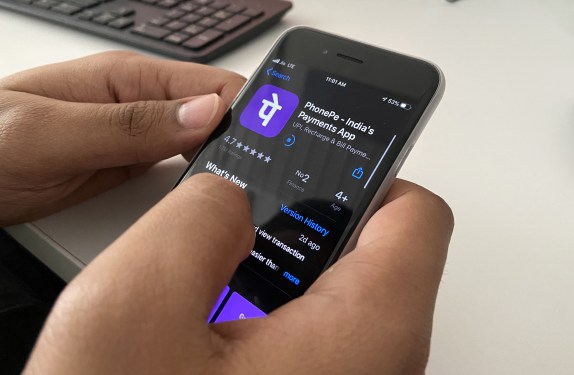 smartphone held in two hands