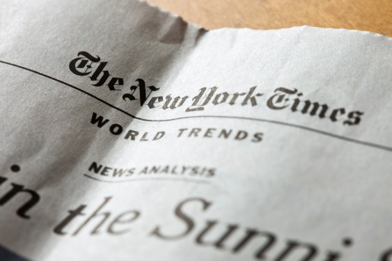 New York Times dead trees version of the World Trends page.